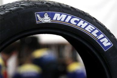 A Michelin tire is seen on the racing circuit in Le Mans, central France
