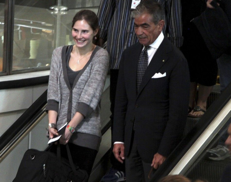 U.S. student Amanda Knox smiles at the Leonardo Da Vinci airport in Fiumicino