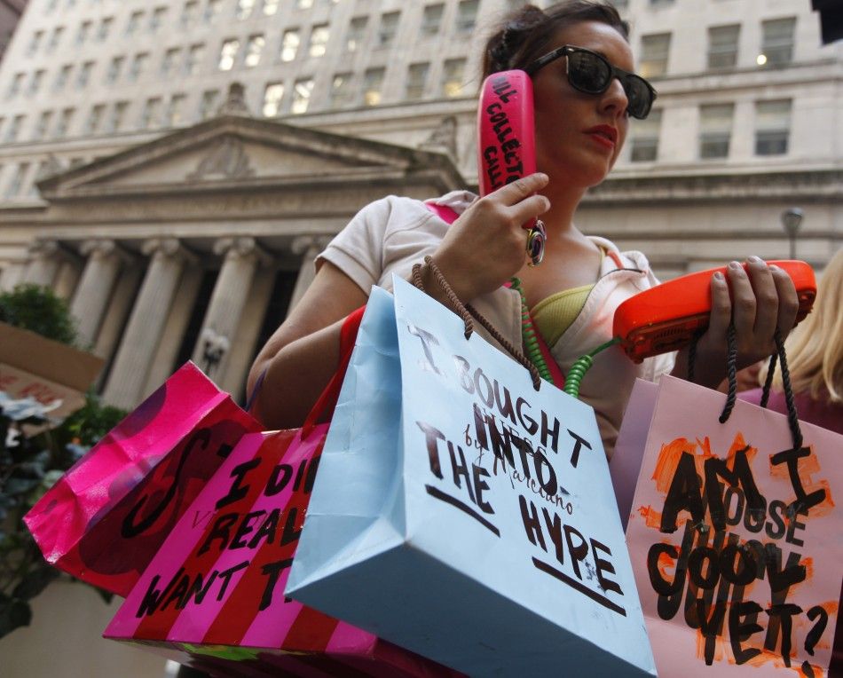A protestor demonstrates in support of the New York Occupy Wall Street protests in the financial district of Chicago