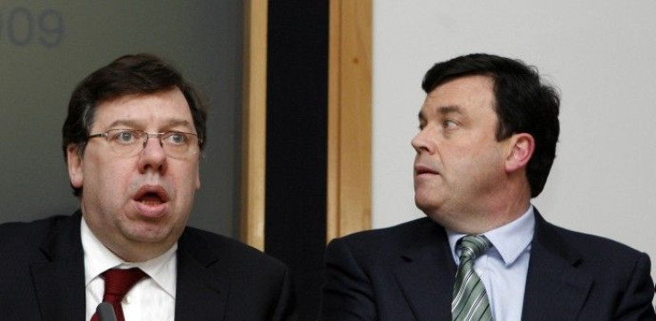 Ireland's Prime Minister Brian Cowen and Minister of Finance Brian Lenihan attend a news conference - file photo.
