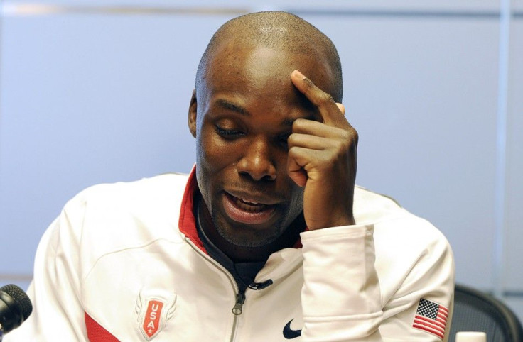 U.S. Olympic Champion LaShawn Merritt smiles as he talks to members of the media in Atlanta