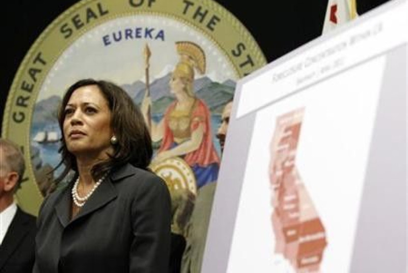 Attorney General of California Kamala Harris attends a news conference to announce the creation of the Mortgage Fraud Strike Force in Los Angeles