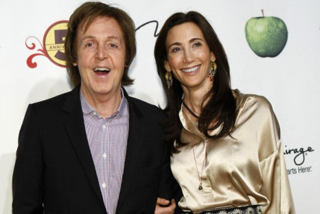 Paul McCartney (L) and Nancy Shevell pose as they arrive for the fifth anniversary celebration of &quot;The Beatles LOVE by Cirque du Soleil&quot; show at the Mirage Hotel and Casino in Las Vegas, Nevada 