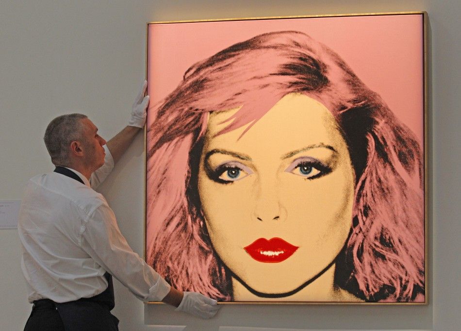 Artist Andy Warhols artwork quotDebbie Harryquot at Sothebys Auction House in London