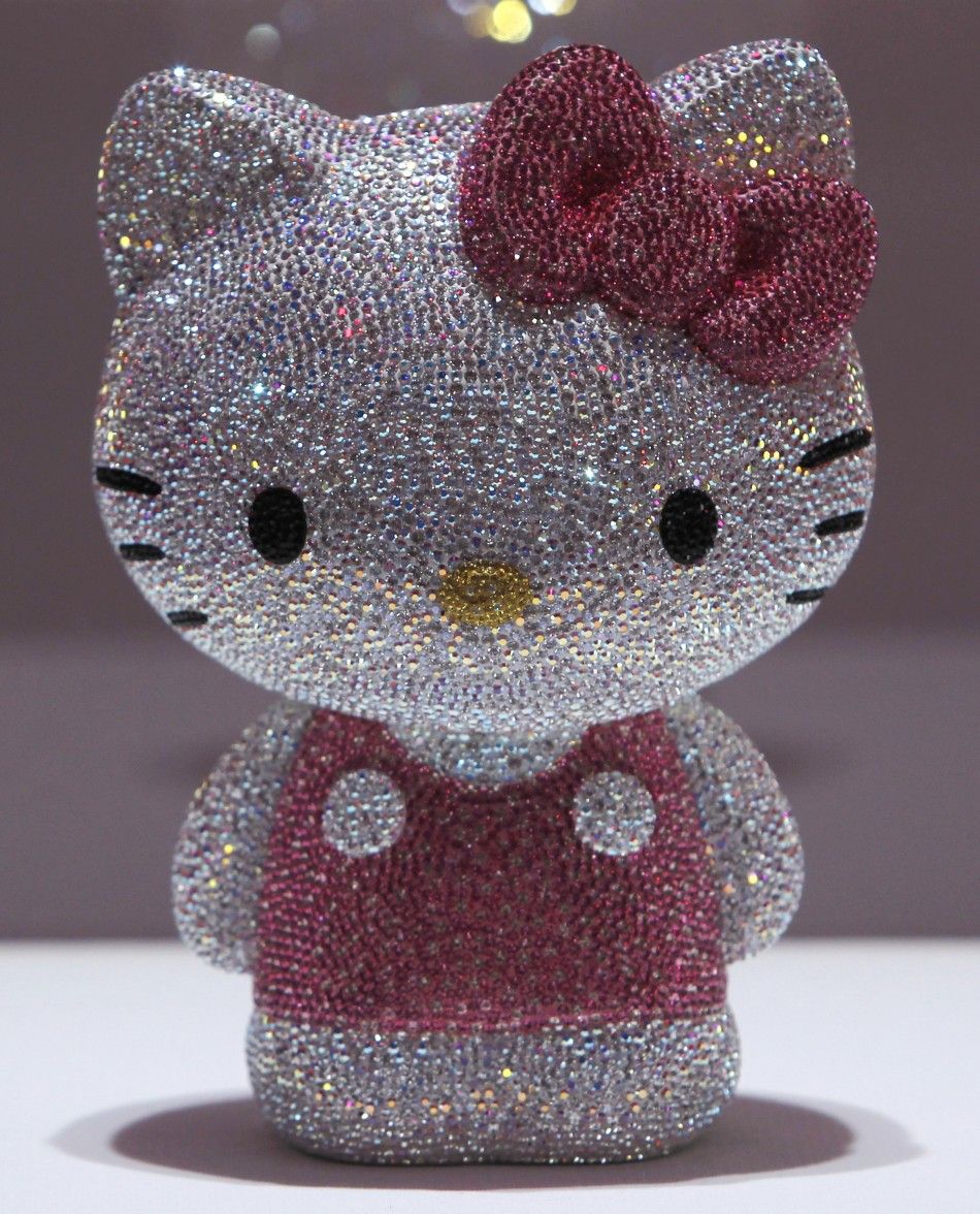 A Hello Kitty figurine, studded with a total of 19,636 Swarovski crystals