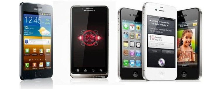Samsung Galaxy S2 vs. Motorola Droid Bionic vs. Apple iPhone 4S