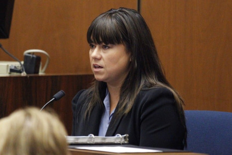 Los Angeles County coroner investigator Elissa Fleak testifies during Dr. Conrad Murray's trial in the death of pop star Michael Jackson in Los Angeles