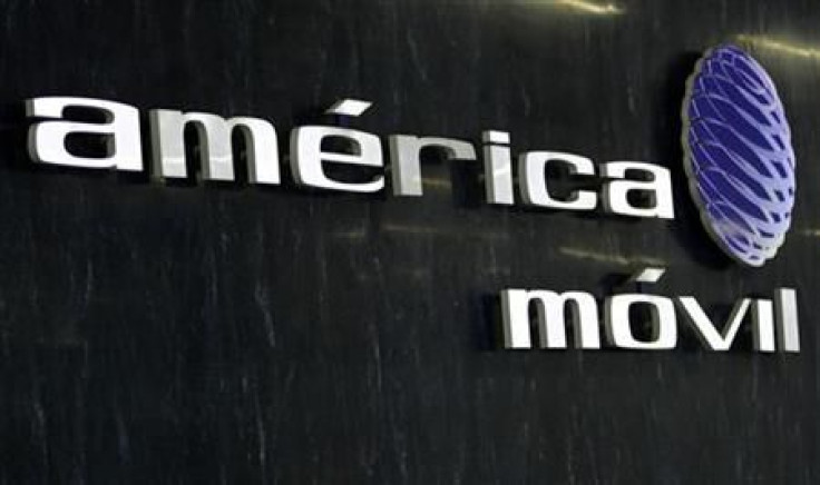 The logo of America Movil is seen in the company&#039;s new corporate offices in Mexico City