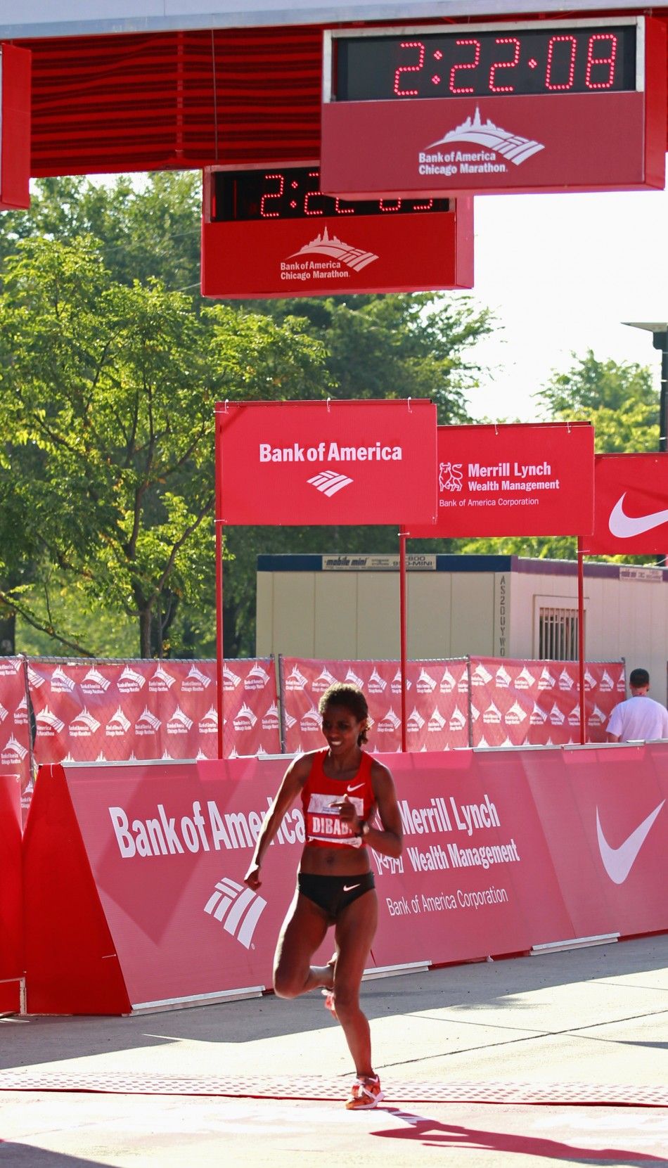 Ejegayehu Dibaba of Ethiopia finishes second in the Chicago Marathon
