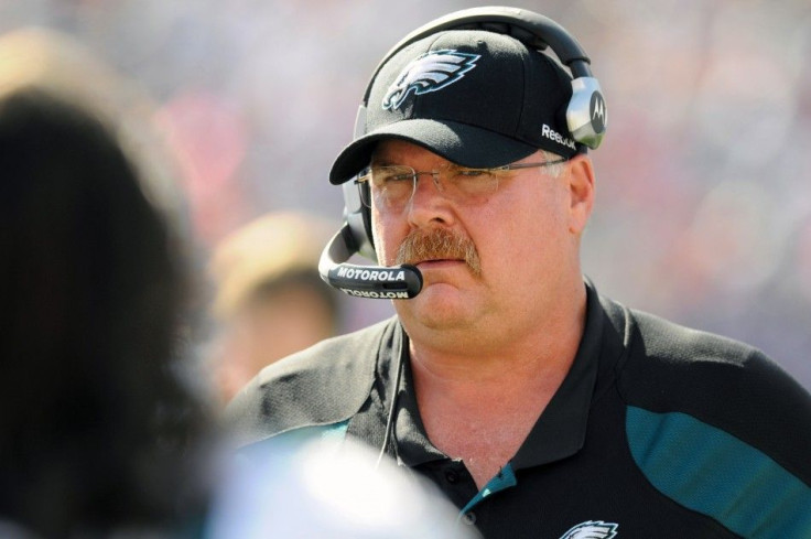 Eagles' Andy Reid is seen on the field against the Bills in the first quarter of their NFL football game in Orchard Park
