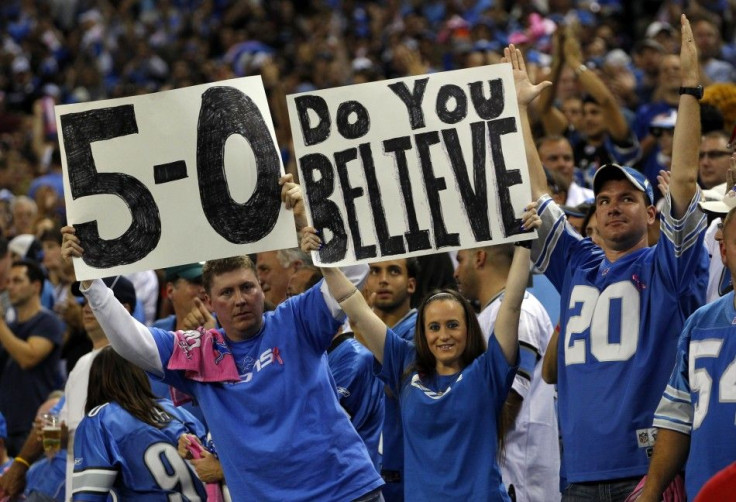 Detroit Lions fans after the Lions defeated the Chicago Bears 24-13 in their NFL football game in Detroit