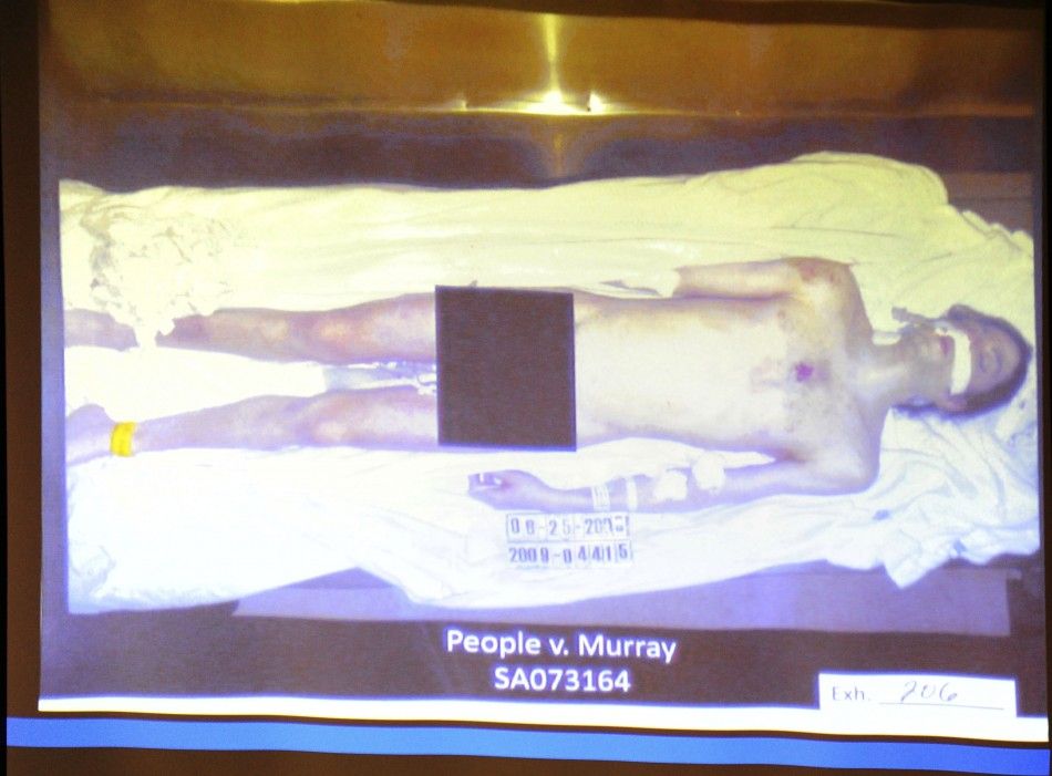 A photograph from the coroner of Michael Jackson039s body is projected by the prosecution during Dr. Conrad Murray039s trial in the death of pop star Michael Jackson in Los Angeles