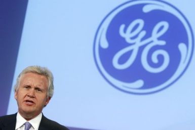 General Electric CEO Jeffrey Immelt seen speaking at a news conference 