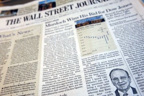 A photograph of the front page of the August 1, 2007 edition of the Wall Street Journal reports that Rupert Murdoch's News Corp will purchase Dow Jones & Co for some $5 billion.