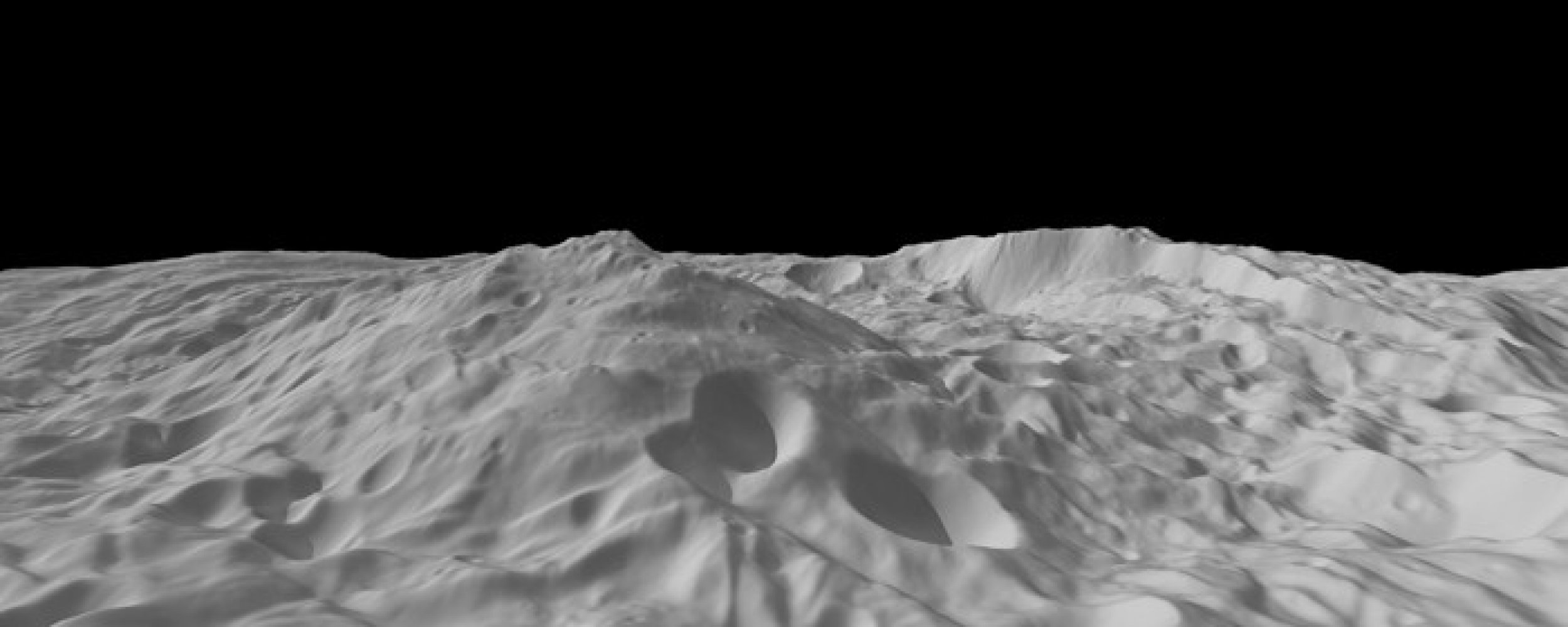 Oblique View of Vesta039s South Polar Region