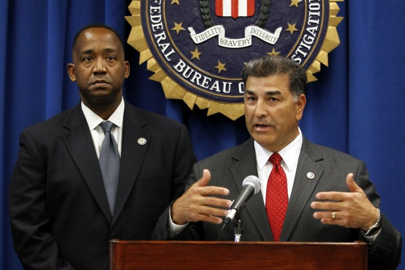 Assistant Director in Charge of FBI's Los Angeles Field Office Martinez answers questions about the arrest of Christopher Chaney in "Operation Hackerazzi", at Los Angeles