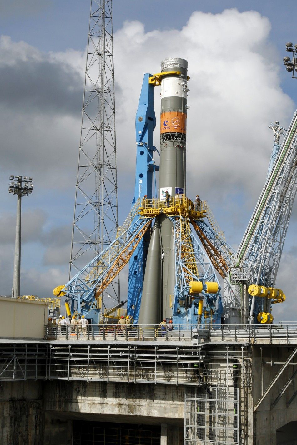 The Soyuz VS01 rocket at the Guiana Space Center in Sinnamary, French Guiana