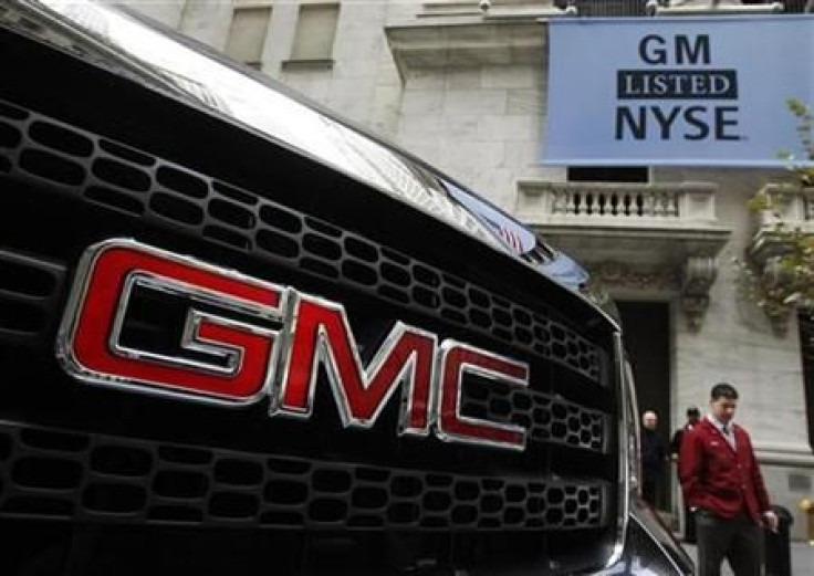 A GMC vehicle is seen parked outside of the New York Stock Exchange