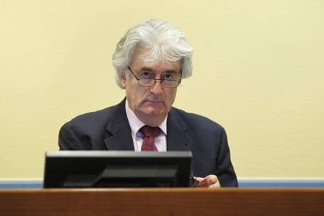 Former Bosnian Serb leader Karadzic appears in the courtroom of the ICTY War Crimes tribunal in The Hague
