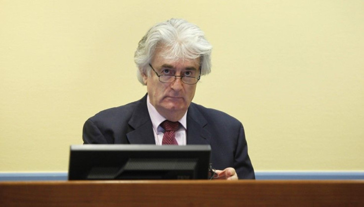 Former Bosnian Serb leader Karadzic appears in the courtroom of the ICTY War Crimes tribunal in The Hague
