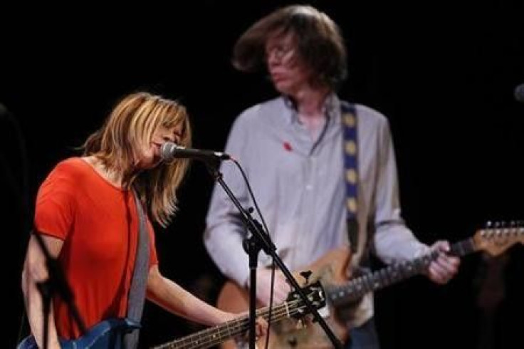Kim Gordon (L) and Thurston Moore of the band Sonic Youth perform at the Miller Theatre at Columbia University School of the Arts&#039; &#039;&#039;Concert to Benefit Japan Earthquake Relief&#039;&#039; in New York City