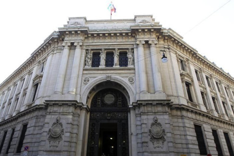 The Bank of Italy building is seen downtown Milan
