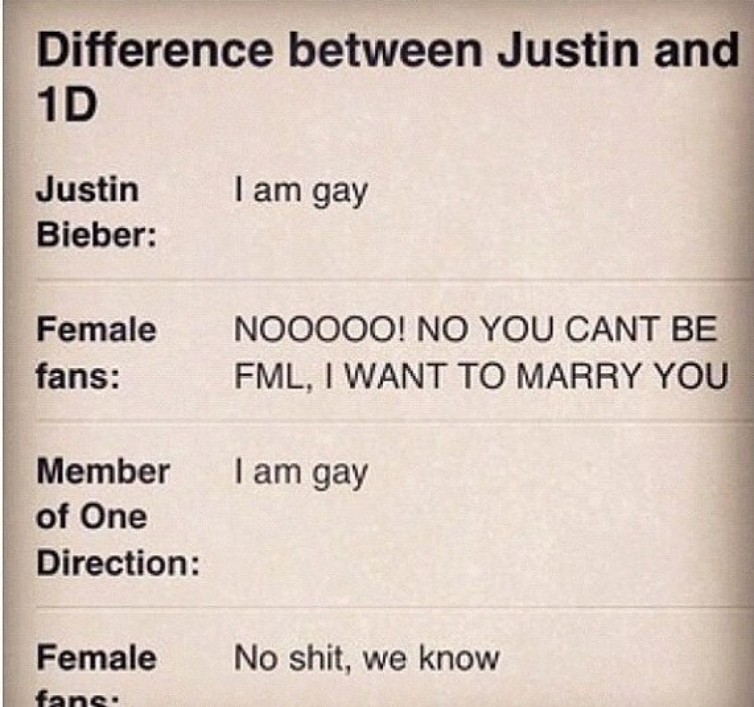 One Direction vs. Justin Bieber Meme