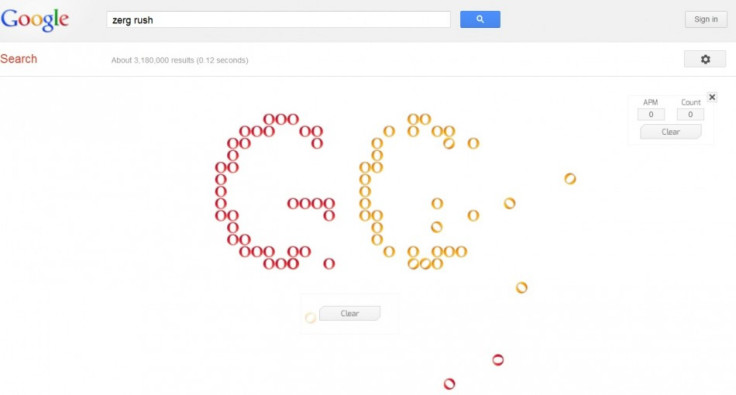 Zerg Rush Google Easter egg game