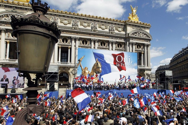 France's far right National Front political party leader Marine Le Pen delivers a speech in front of the Opera following the National Front's annual May Day rally in Paris