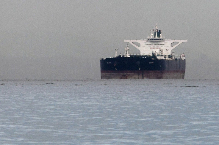 Iranian crude oil supertanker &quot;Delvar&quot; is seen anchored off Singapore