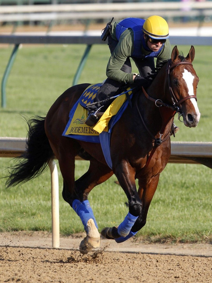 Derby favorite Bodemeister works out at Churchill Downs in Louisville.