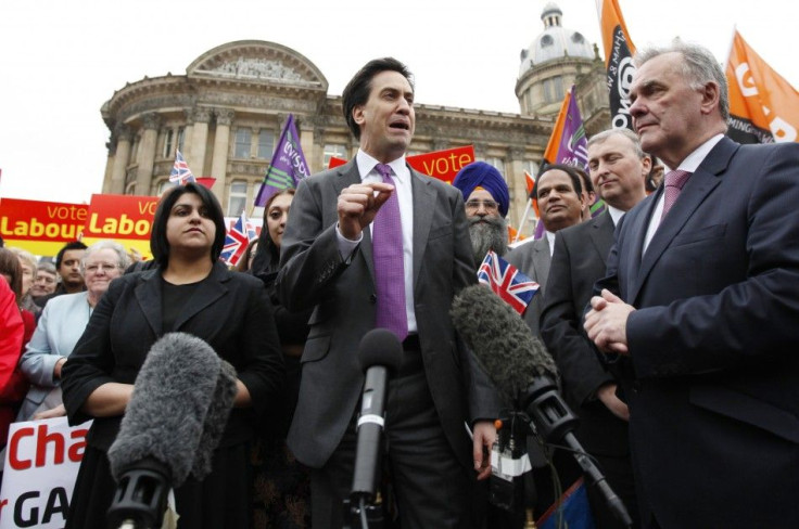 Labour Party leader Ed Miliband speaks to supporters in Birmingham