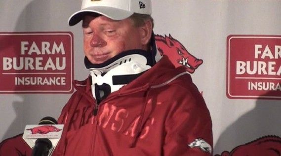 Bobby Petrino in his press conference following his motorcycle accident.