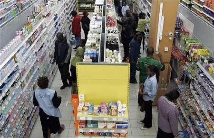 People shop in a supermarket