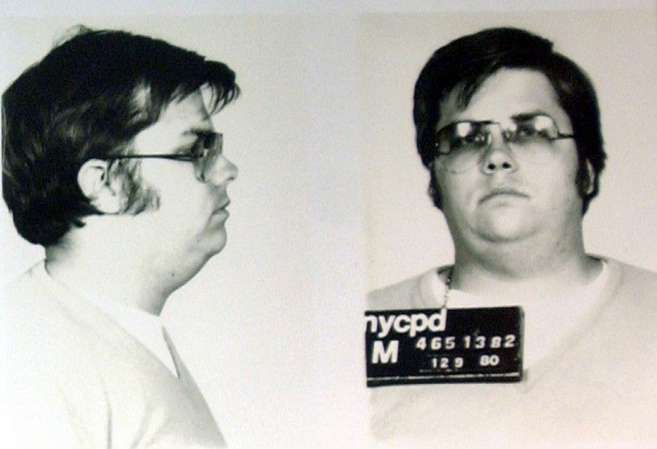 A mug-shot of Mark David Chapman, who shot and killed John Lennon, is displayed on the 25th anniversary of Lennons death at the NYPD in New York December 8, 2005