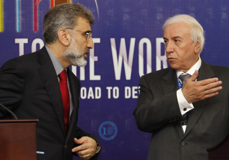 Kurdistan Regional Government Natural Resources Minister Hawrami speaks with Turkish Energy Minister Yildiz during a joint news conference in Arbil