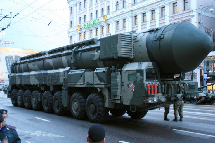 A Topol-M mobile launcher during rehearsals for the 2010 Moscow Victory Day Parade.