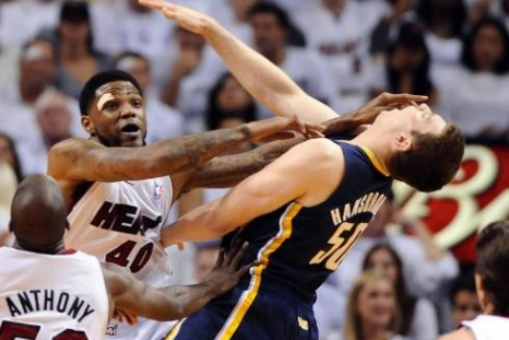 Udonis Haslem will miss game six for this foul in game five.