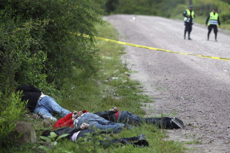 Bodies of four slain men are seen in Tegucigalpa