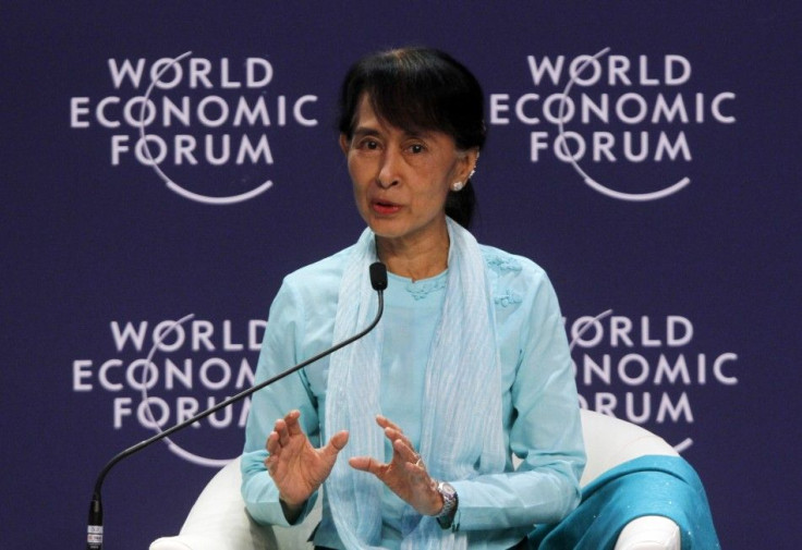 Myanmar&#039;s pro-democracy leader Aung San Suu Kyi speaks during the World Economic Forum on East Asia in Bangkok