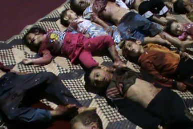 Bodies of children spread out on ground in Huola after being killed by government security forces, according to anti-government protesters