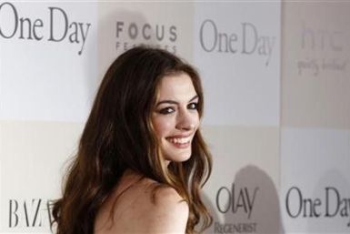 Cast member Anne Hathaway arrives for the premiere of the film &#039;&#039;One Day&#039;&#039; in New York