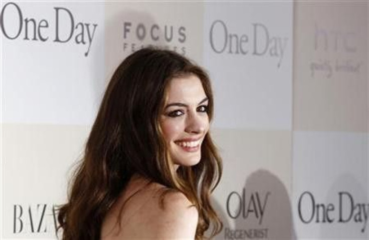 Cast member Anne Hathaway arrives for the premiere of the film &#039;&#039;One Day&#039;&#039; in New York