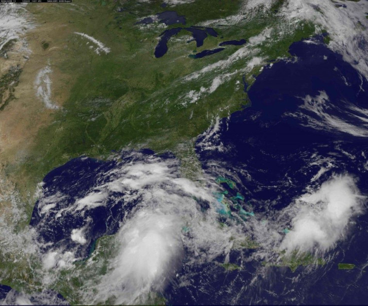 Handout satellite image of the low pressure area System 96L in the Gulf of Mexico