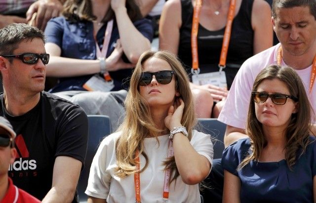 Sears watches the match between Murray and Santiago Giraldo of Colombia during the French Open