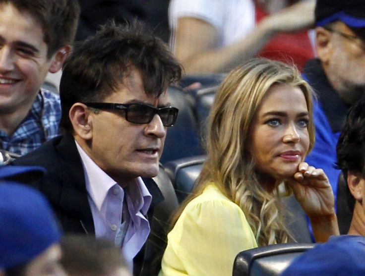 Charlie Sheen and Denise Richards at the Mets/Yankee game