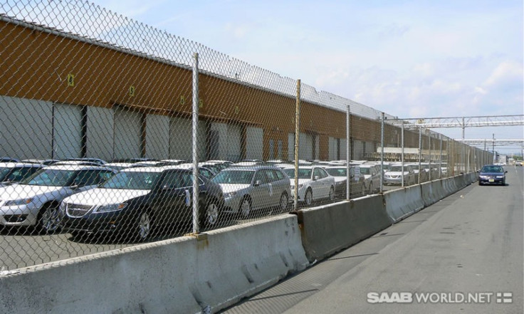 Saabs behind a fence at FAPS storage facility in Newark