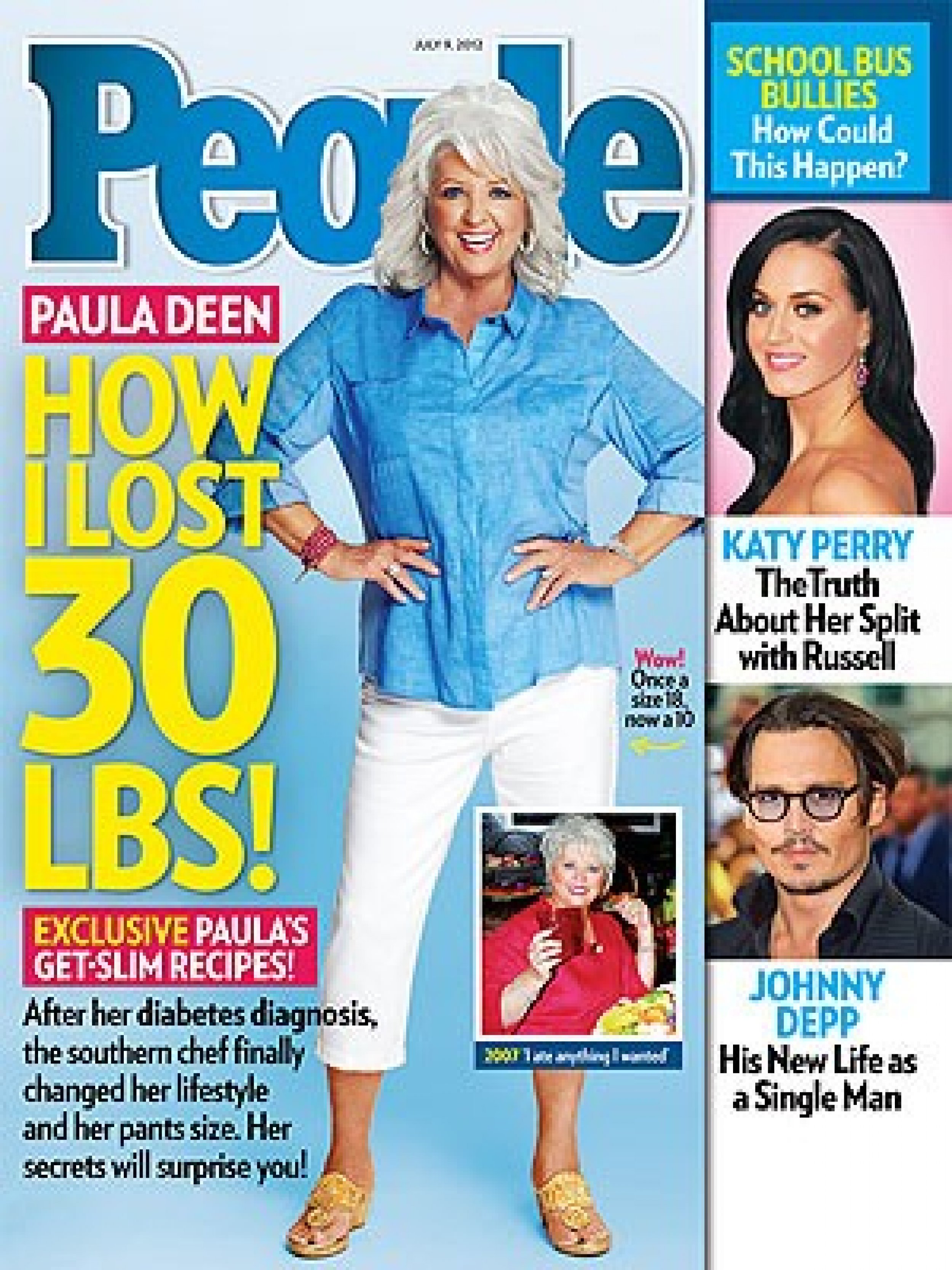 Just six months after announcing that she was diagnosed with Type 2 diabetes, Southern cuisine chef Paula Deen sported massive weight loss on the cover of People magazine, admitting that she shed 30 pounds and dropped from a womens size 18 to a 10 with a