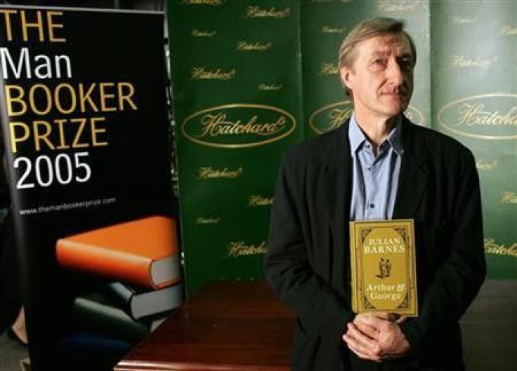 The Man Booker Prize nominated British author Julian Barnes holds his book &#039;Arthur and George&#039; in London ahead of tonight&#039;s award ceremony, October 10, 2005. Barnes is favourite to win the annual literary prize of £50,000 ($88,000).