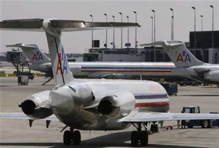 American Airlines MD-80 aircrafts sit on the tarmac at Chicago's O'Hare International Airport